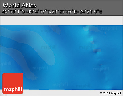 Physical 3D Map of the Area around 45° 18' 49" S, 23° 52' 30" E