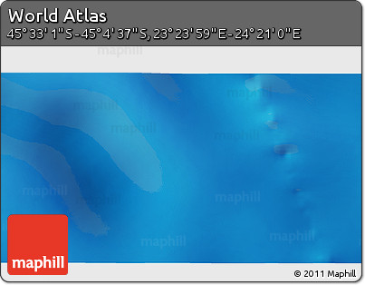 Physical 3D Map of the Area around 45° 18' 49" S, 23° 52' 30" E