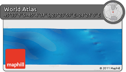 Physical Panoramic Map of the Area around 45° 18' 49" S, 23° 52' 30" E