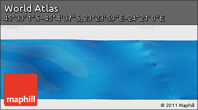 Physical Panoramic Map of the Area around 45° 18' 49" S, 23° 52' 30" E