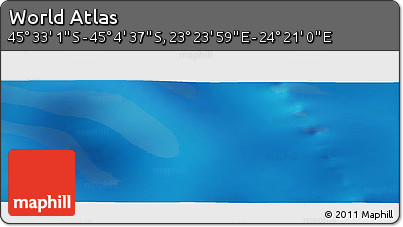 Physical Panoramic Map of the Area around 45° 18' 49" S, 23° 52' 30" E