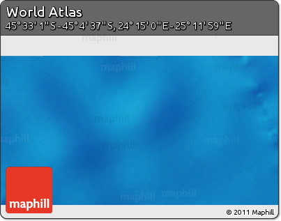 Physical 3D Map of the Area around 45° 18' 49" S, 24° 43' 30" E