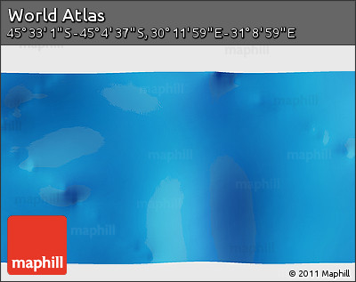 Physical 3D Map of the Area around 45° 18' 49" S, 30° 40' 29" E