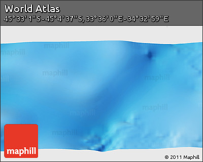 Physical 3D Map of the Area around 45° 18' 49" S, 34° 4' 30" E