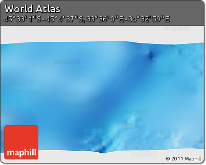 Physical 3D Map of the Area around 45° 18' 49" S, 34° 4' 30" E