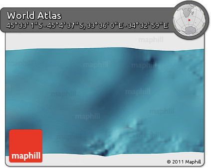Satellite 3D Map of the Area around 45° 18' 49" S, 34° 4' 30" E
