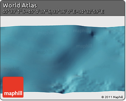 Satellite 3D Map of the Area around 45° 18' 49" S, 34° 4' 30" E