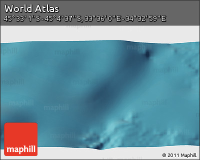 Satellite 3D Map of the Area around 45° 18' 49" S, 34° 4' 30" E