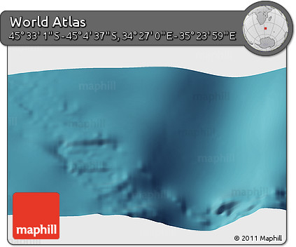 Satellite 3D Map of the Area around 45° 18' 49" S, 34° 55' 29" E