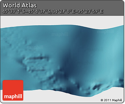 Satellite 3D Map of the Area around 45° 18' 49" S, 34° 55' 29" E