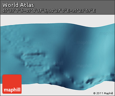 Satellite 3D Map of the Area around 45° 18' 49" S, 34° 55' 29" E