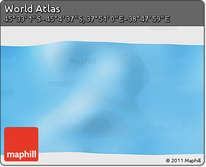 Physical 3D Map of the Area around 45° 18' 49" S, 38° 19' 30" E