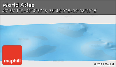 Physical Panoramic Map of the Area around 45° 18' 49" S, 39° 10' 29" E