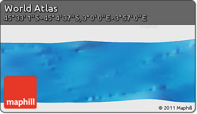 Physical Panoramic Map of the Area around 45° 18' 49" S, 3° 28' 30" E
