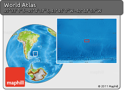 Physical Location Map of the Area around 45° 18' 49" S, 43° 16' 29" W