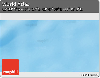 Physical 3D Map of the Area around 45° 18' 49" S, 44° 16' 29" E