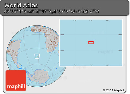 Gray Location Map of the Area around 45° 18' 49" S, 4° 10' 30" W