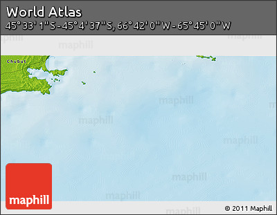 Physical 3D Map of the Area around 45° 18' 49" S, 66° 13' 29" W