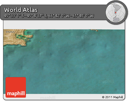 Satellite 3D Map of the Area around 45° 18' 49" S, 66° 13' 29" W
