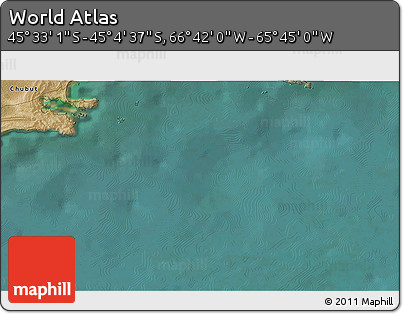 Satellite 3D Map of the Area around 45° 18' 49" S, 66° 13' 29" W