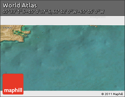 Satellite 3D Map of the Area around 45° 18' 49" S, 66° 13' 29" W
