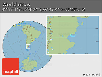 Savanna Style Location Map of the Area around 45° 18' 49" S, 66° 13' 29" W