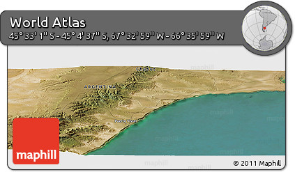 Satellite Panoramic Map of the Area around 45° 18' 49" S, 67° 4' 29" W