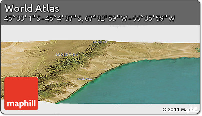 Satellite Panoramic Map of the Area around 45° 18' 49" S, 67° 4' 29" W