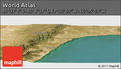 Satellite Panoramic Map of the Area around 45° 18' 49" S, 67° 4' 29" W