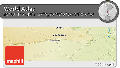 Physical Panoramic Map of the Area around 45° 18' 49" S, 70° 28' 29" W