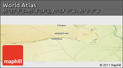 Physical Panoramic Map of the Area around 45° 18' 49" S, 70° 28' 29" W