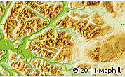 Physical Map of the area around 45° 18' 49" S, 72° 10' 30" W