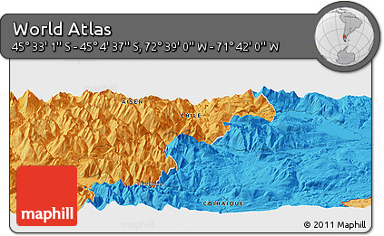 Political Panoramic Map of the Area around 45° 18' 49" S, 72° 10' 30" W