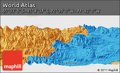 Political Panoramic Map of the Area around 45° 18' 49" S, 72° 10' 30" W