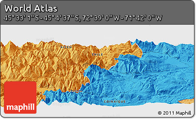 Political Panoramic Map of the Area around 45° 18' 49" S, 72° 10' 30" W