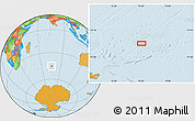 Political Location Map of the area around 45° 18' 49" S, 75° 43' 29" E
