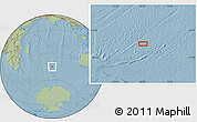 Savanna Style Location Map of the area around 45° 18' 49" S, 76° 34' 29" E, hill shading