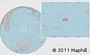 Gray Location Map of the area around 45° 18' 49" S, 77° 25' 30" E, hill shading
