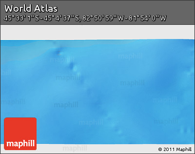 Physical 3D Map of the Area around 45° 18' 49" S, 82° 22' 30" W