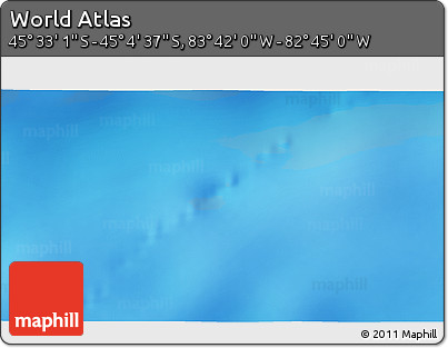 Shaded Relief 3D Map of the Area around 45° 18' 49" S, 83° 13' 29" W