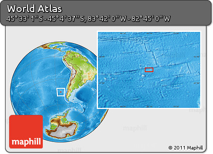 Physical Location Map of the Area around 45° 18' 49" S, 83° 13' 29" W