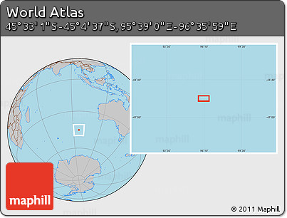 Gray Location Map of the Area around 45° 18' 49" S, 96° 7' 30" E