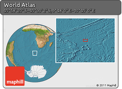 Satellite Location Map of the Area around 45° 44' 11" S, 10° 16' 30" E