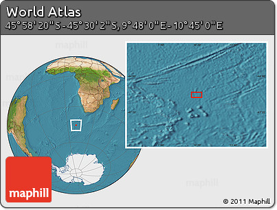 Satellite Location Map of the Area around 45° 44' 11" S, 10° 16' 30" E