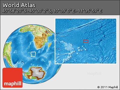 Physical Location Map of the Area around 45° 44' 11" S, 11° 7' 30" E