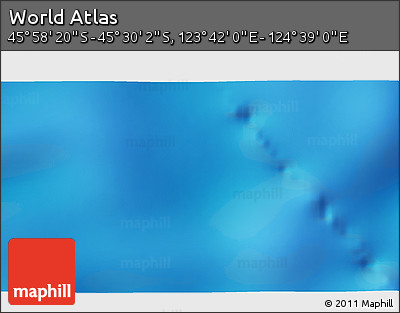Physical 3D Map of the Area around 45° 44' 11" S, 124° 10' 30" E