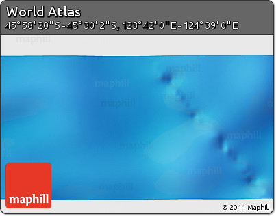 Physical 3D Map of the Area around 45° 44' 11" S, 124° 10' 30" E