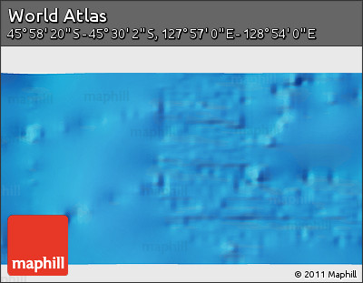 Physical 3D Map of the Area around 45° 44' 11" S, 128° 25' 30" E