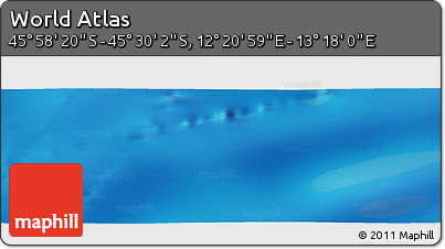 Physical Panoramic Map of the Area around 45° 44' 11" S, 12° 49' 29" E