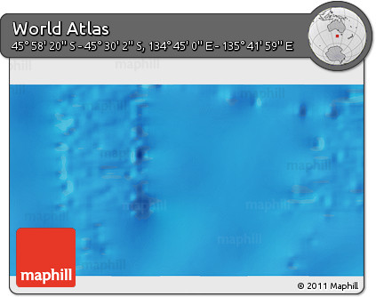 Physical 3D Map of the Area around 45° 44' 11" S, 135° 13' 29" E